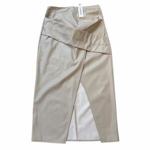 Commense NWT Cream Faux Leather Skirt